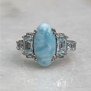 Larimar Sky Blue Topaz Sterling Silver Ring